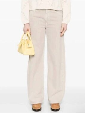 $238 Agolde Jeans Denim Women’s 27 Mid Rise Wide Leg Straight Beige Cream